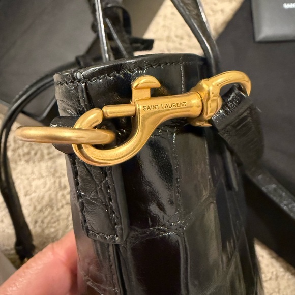 Saint Laurent Black Croc Embossed mini bag - Picture 6 of 8